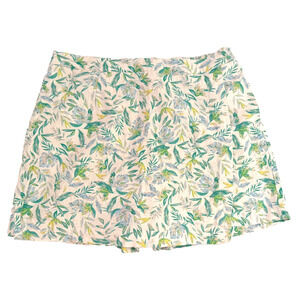 Women’s Floral Skort Ellen Tracy Linen Blend Green White Size Large